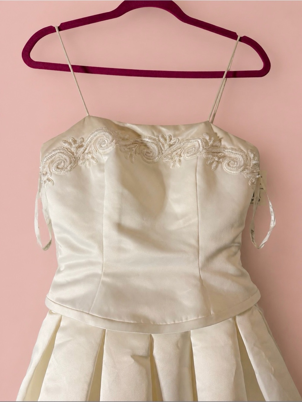 Vintage Michaelangelo 2423IVORY Two-Tone Satin Wedding Dress Size 8 - Picture 5 of 9